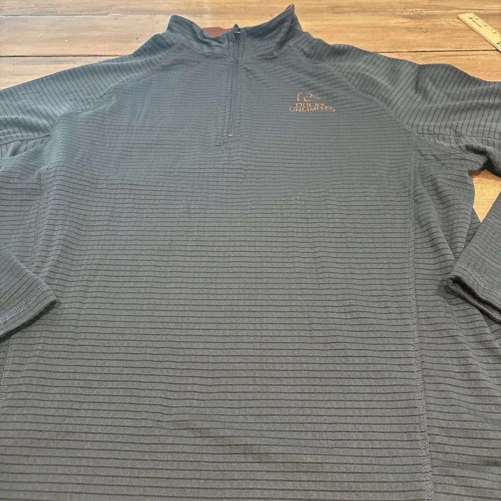 DUCKS UNLIMITED: Navy Long Sleeve 1/4 Zip Pullover Sweater, Adult-Large L